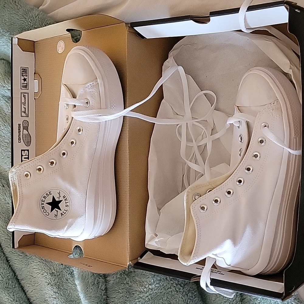 Converse white high top platform 9